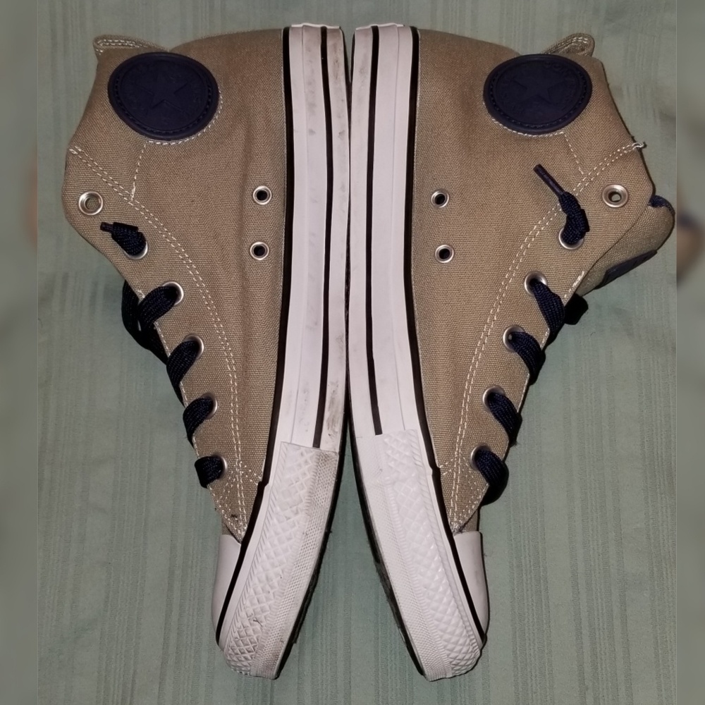 Unisex Mid Top Converse Tan Navy Sz M9 W11 - Picture 6 of 7